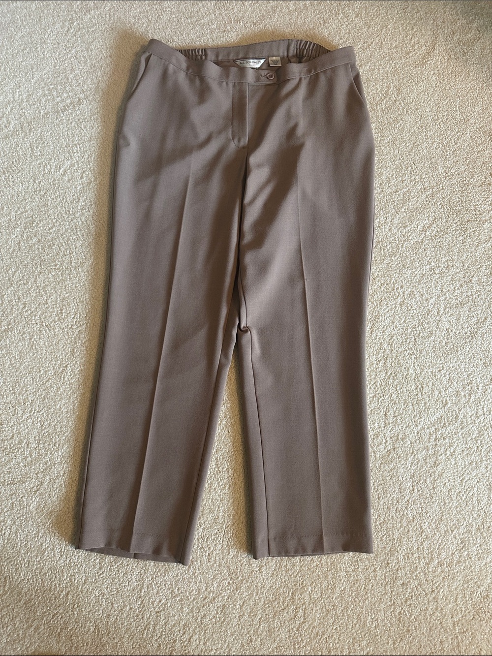 Allison Daley Neutral Taupe Button-Front Dress Pants 18W
